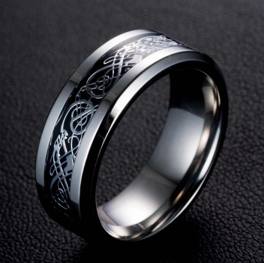 PIERŚCIEŃ SYGNET CELTYCKI SMOK PUNK ROCK STAL Materiał stal