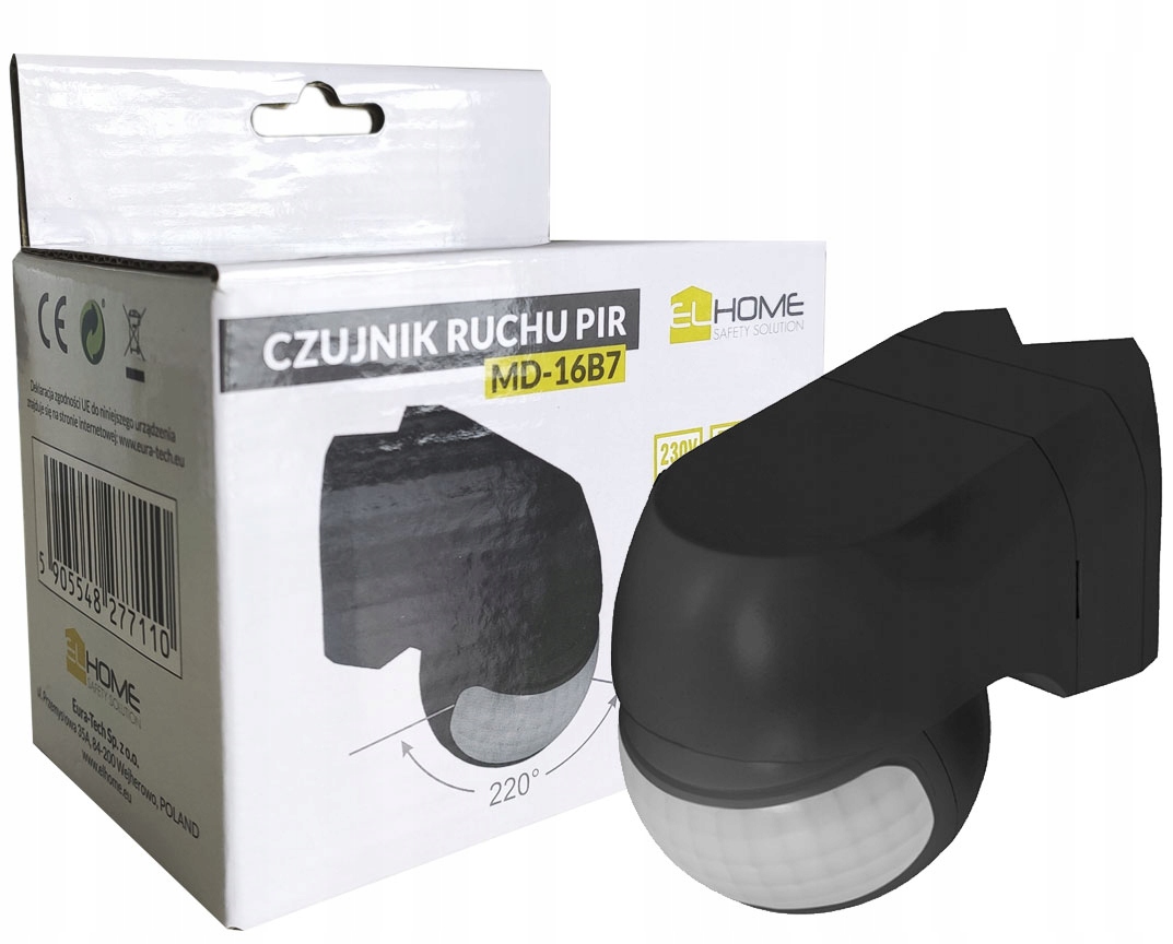 

Ścienny Czujnik Ruchu Kątowy Pir Zewnętrzny Led