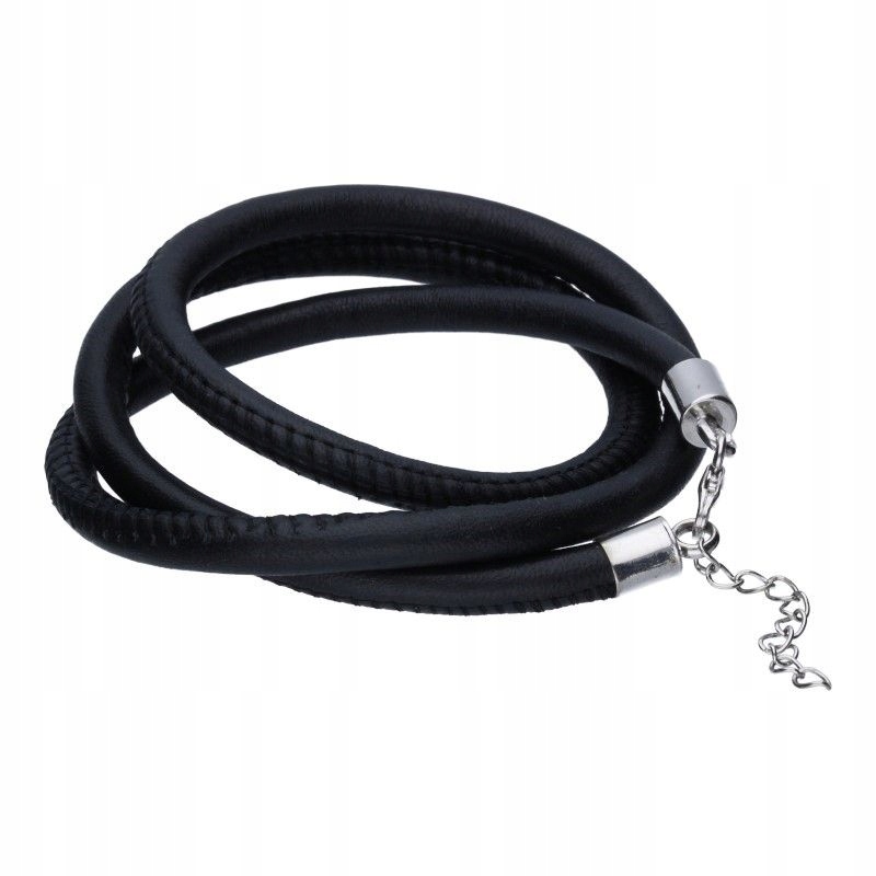 Kožený náramek černý ze stříbra 925 unisex 7.50 g jako dárek