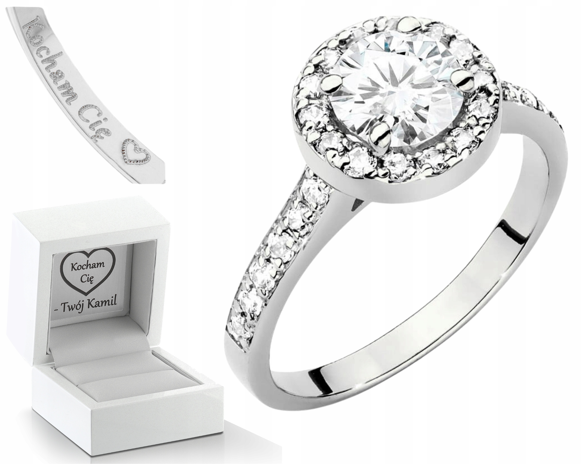 Prstýnek Z Bílého Zlata S Laboratorními Brilianty 1,08 Ct Gravírování