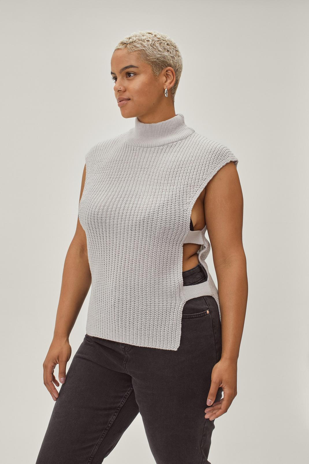 NastyGal Szara dzianinowa kamizelka XXL Płeć kobieta