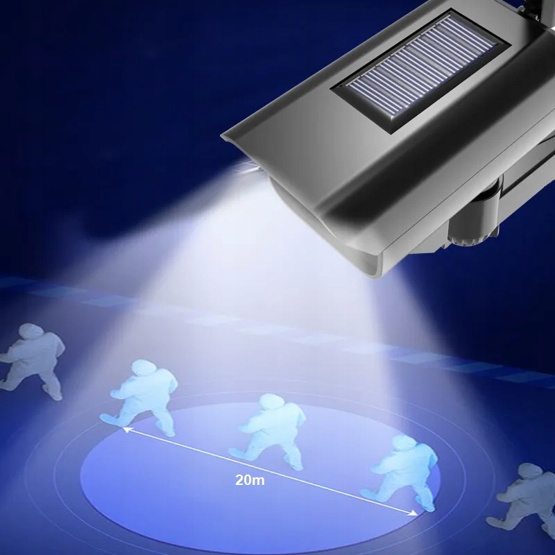 ATRAPA KAMERY MONITORINGU LAMPA SOLARNA Z CZUJNIKIEM RUCHU LED ZASIĘG 2w1 Stan opakowania oryginalne