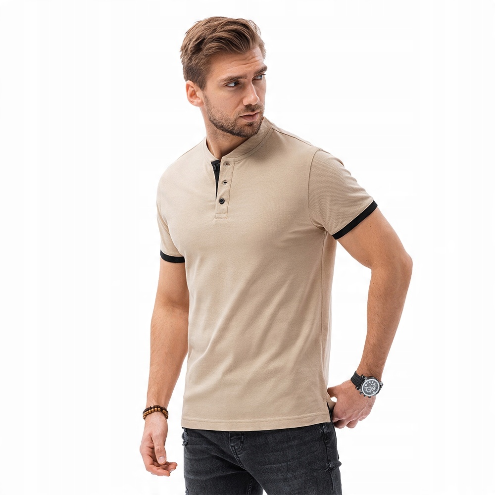 

Polo męskie bez kołnierzyka S1381 V5 beż XXL