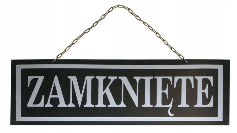 TABLICZKA czarna OTWARTE ZAMKNIĘTE 31x11cm SREBRNE Marka inny