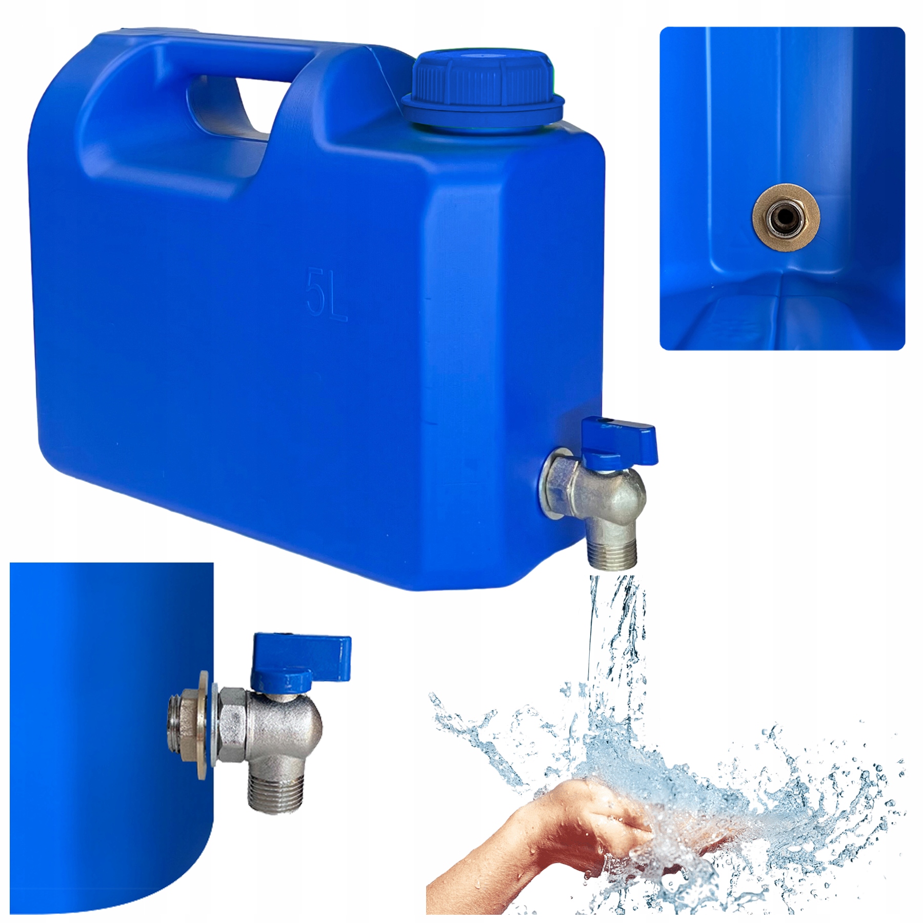 KANISTER 5L POJEMNIK na WODĘ z kranem STOJĄCY niebieski