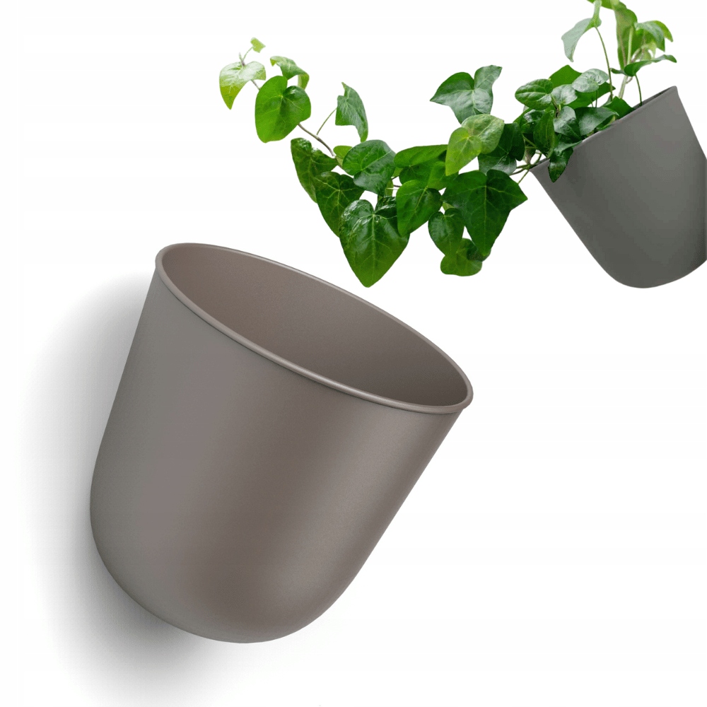 DONICZKA ŚCIENNA OKRĄGŁA SZARA OSŁONKA WISZĄCA PLASTIKOWA NA ZIOŁA ŚCIANĘ