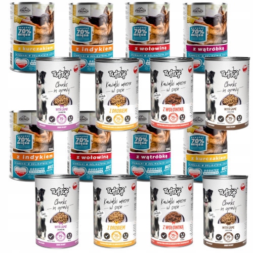 Zestaw kawałki mięsne 16x1250g: 8x Frendi 8x Tuf Tuf