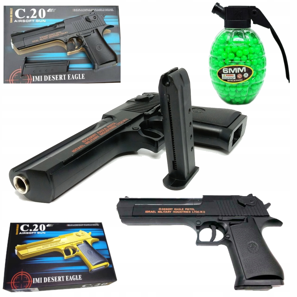 PISTOLET METALOWY C20 DESERT EAGLE + KULKI 800