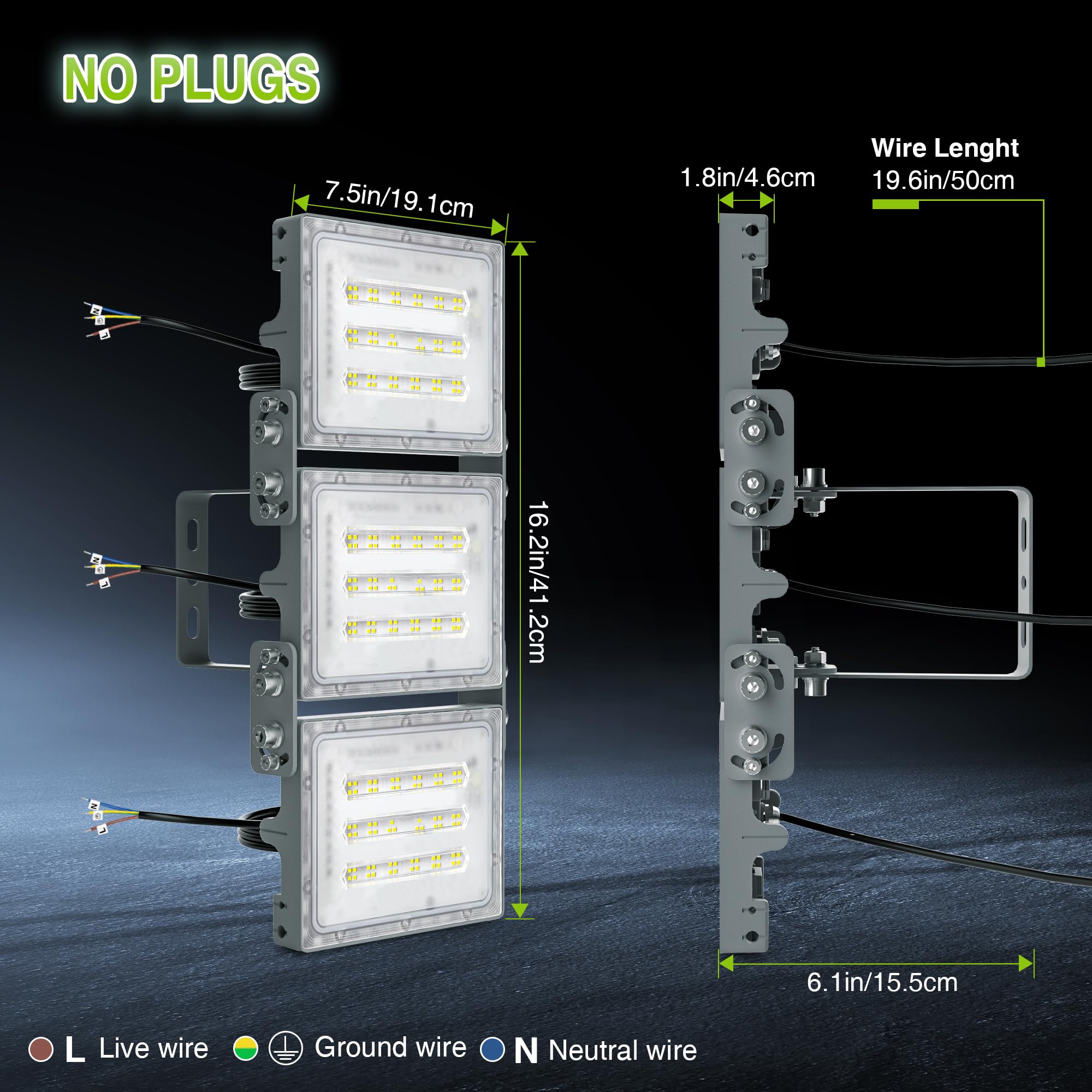 Naświetlacz LED 150W 15000lm 6000K IP66 Regulowany Do Stadionu STASUN — miniatura 6