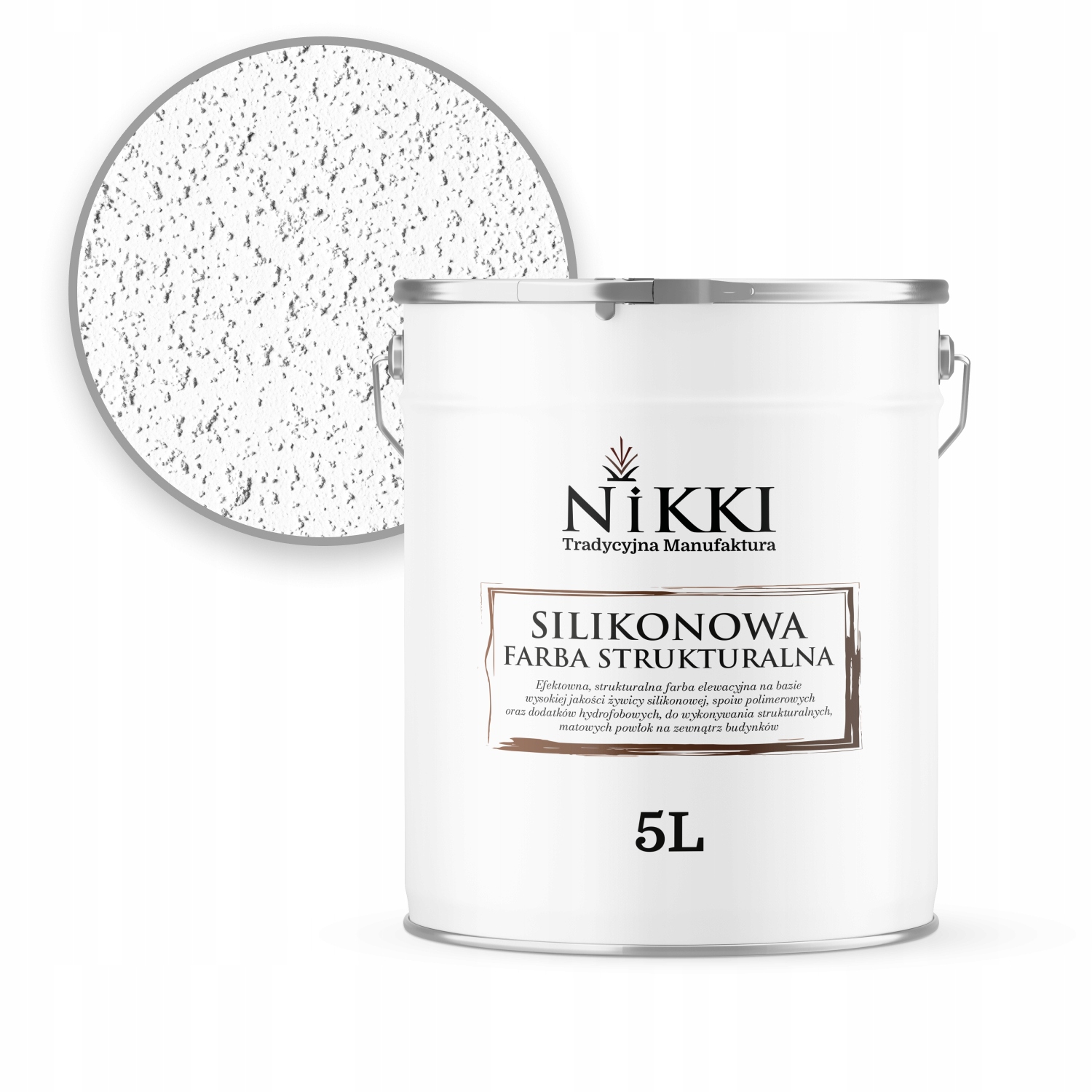 Farba Elewacyjna Strukturalna Silikonowa Fasadowa 5L Biały Śnieżny F103 Uv
