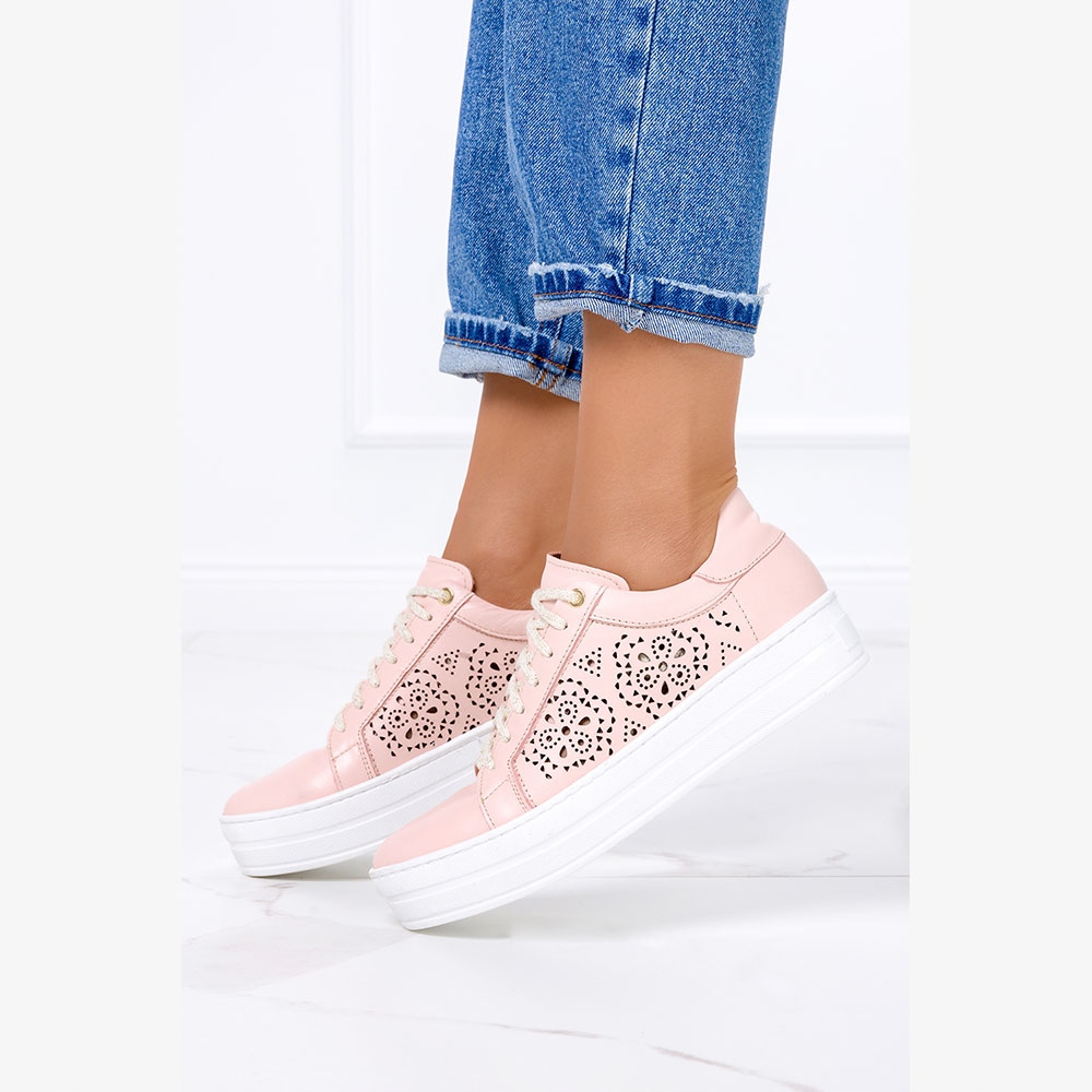 CREEPERSY DAMSKIE RÓŻOWE AŻUROWE SKÓRZANE PL r 36 Marka Casu