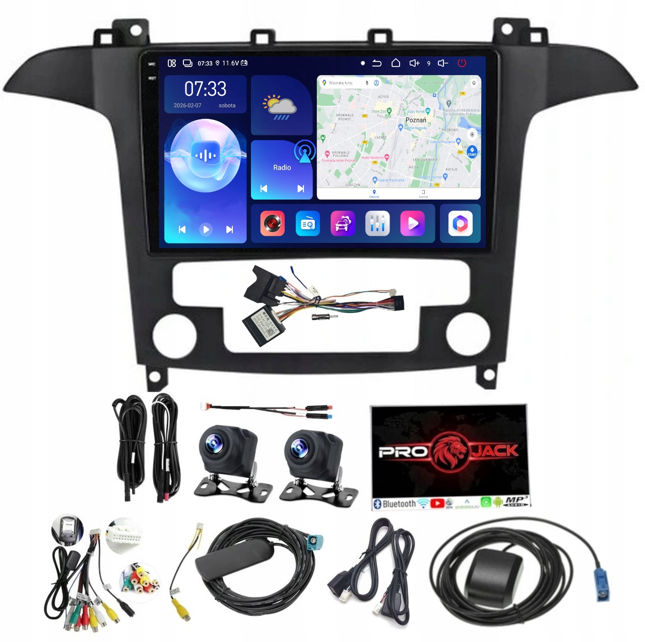 Android Rádio Bt Ford S-max Galaxy 2006-15 128GB Wifi Usb Carplay Sim Modem