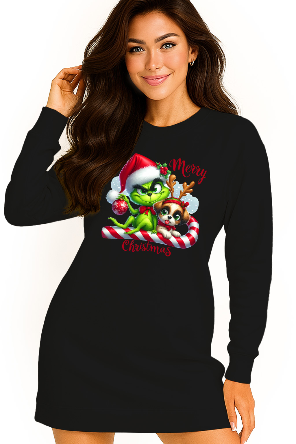 Mikina Vánoční Oversize Šaty Grinch Sob Dárek Vánoce L