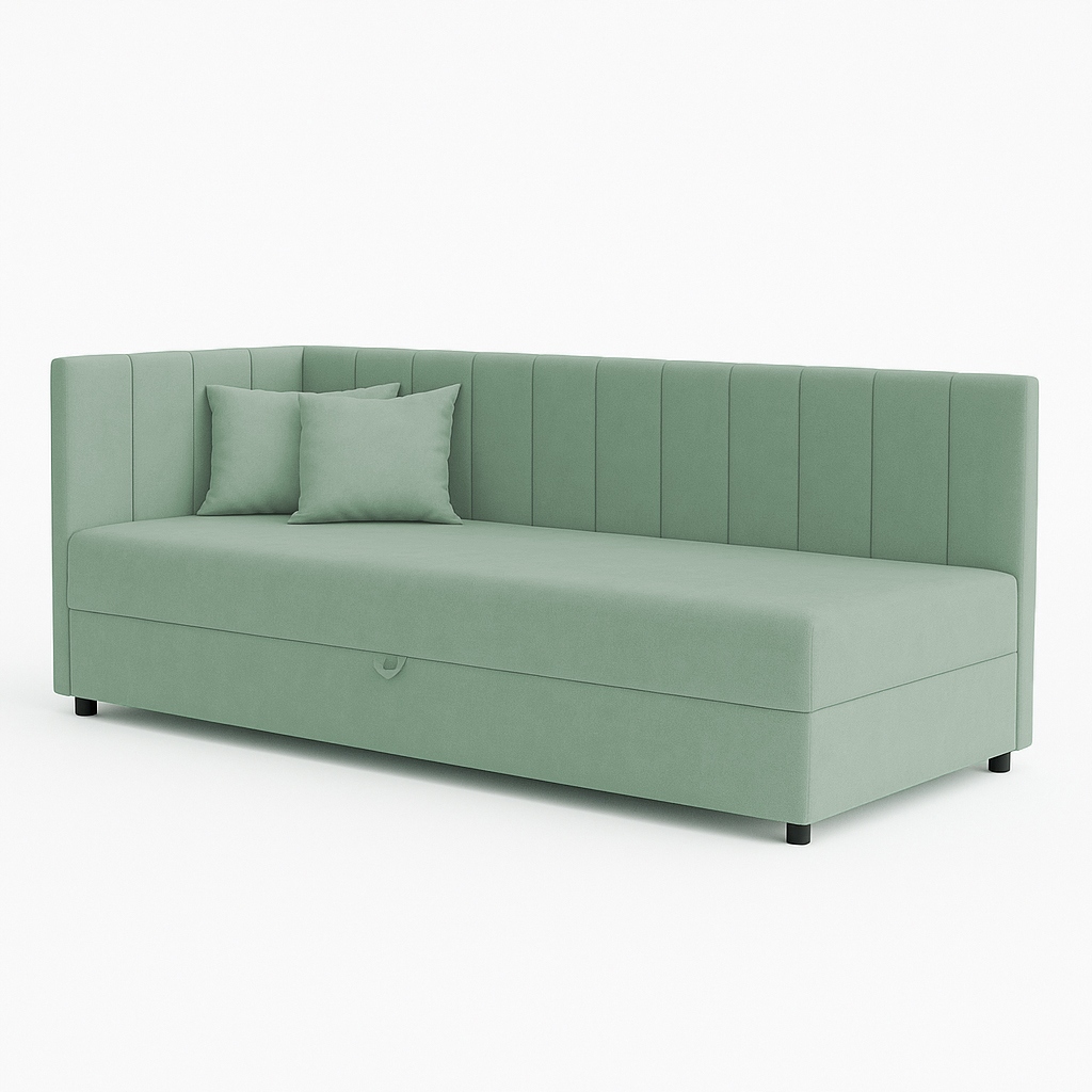 Jednolůžkový gauč s úložným prostorem do obývacího pokoje Sofaro Plus 80x200 Máta