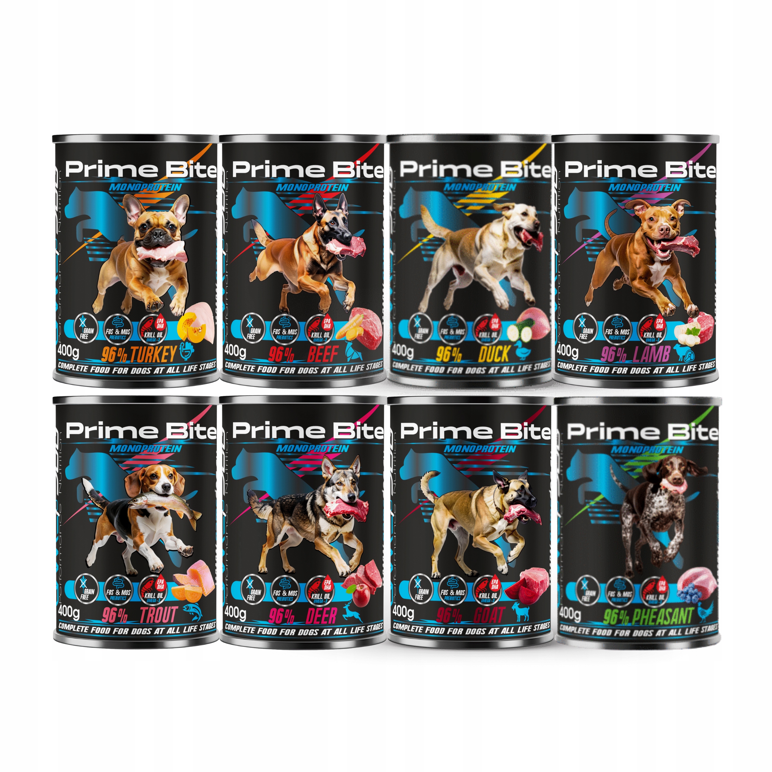 Levně Game Dog Prime Bite Monoprotein vlhké krmivo pro psy mix chutí 8 x 400 g