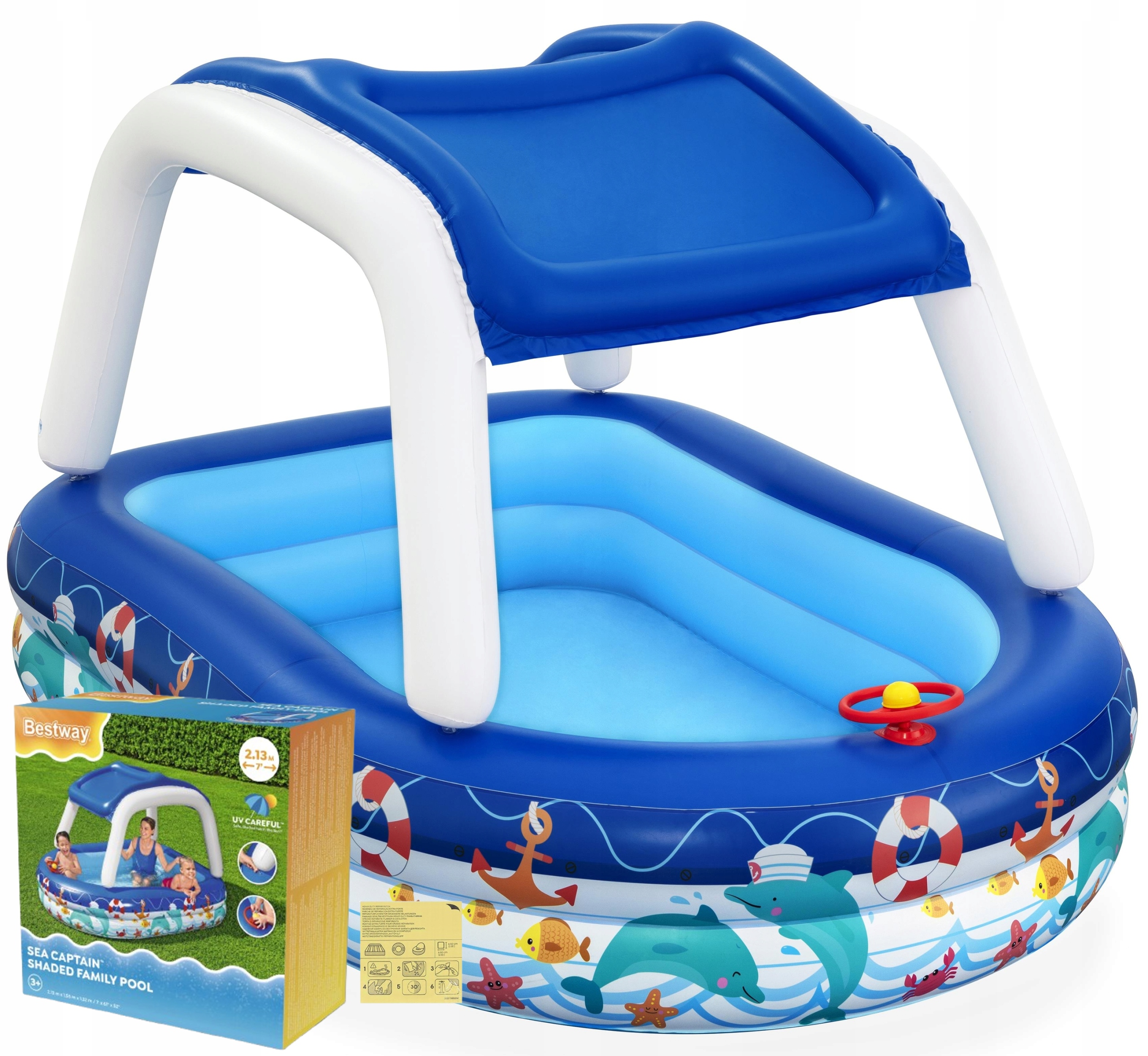 BASENIK Z DASZKIEM DZIECIĘCY OGRODOWY DMUCHANY BRODZIK SEA BESTWAY 54370