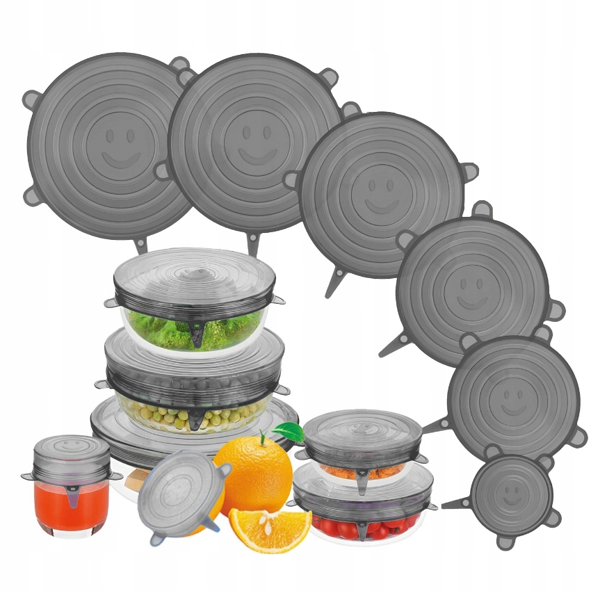 

Pokrywki Silikonowe Uniwersalne Do Żywności 6szt