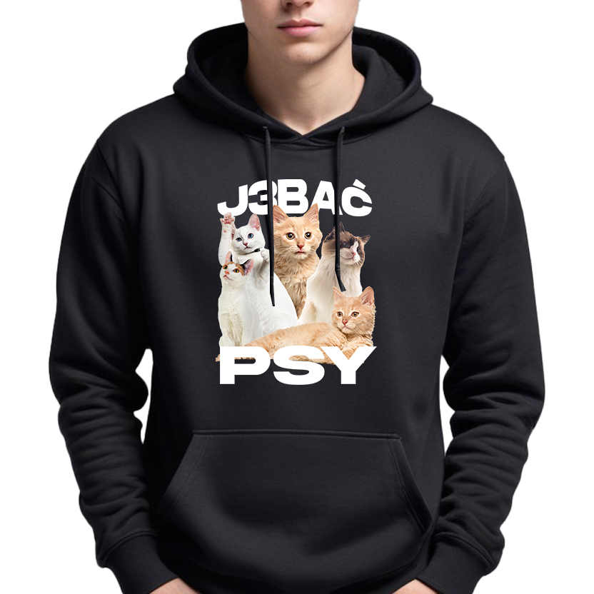 Mikina Černá S Kapucí Ideální Jako Dárek Pro Psy, Zábavný Vzor, Velikost L