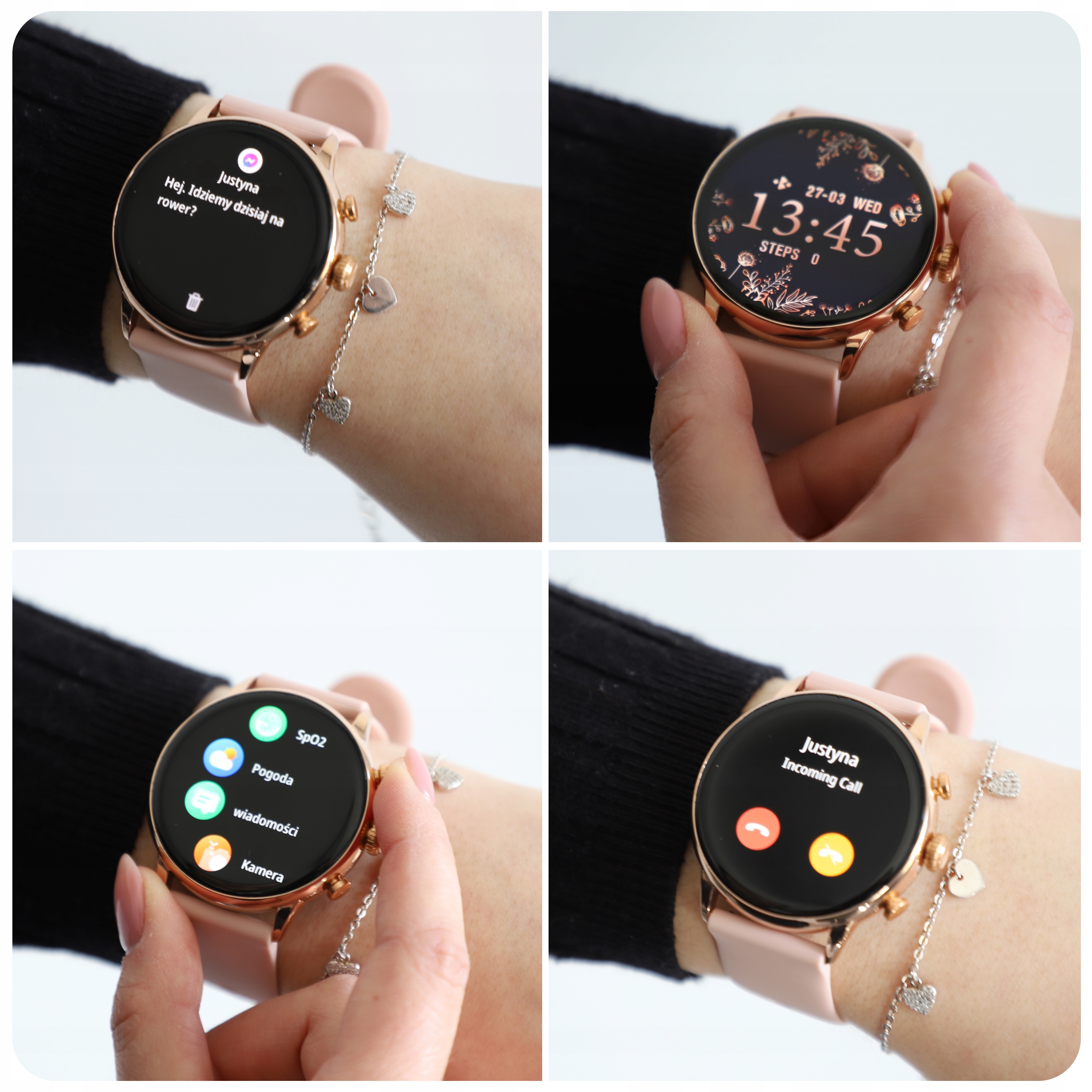 SMARTWATCH DAMSKI POLSKIE MENU ROZMOWY ZDROWIE SPORT AMOLED SMART WATCH PL Kompatybilność systemowa Android iOS Windows Phone