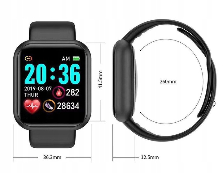 SMARTWATCH zegarek SMARTBAND Pulsometr Krokomierz Materiał koperty stal