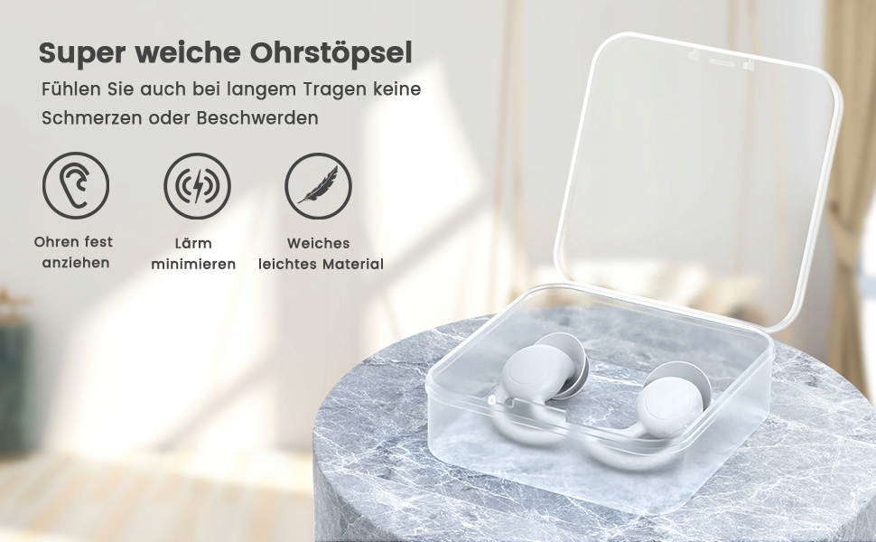 Zatyczki do uszu do spania białe pudełko x2 Marka bez marki