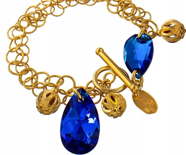 Krystaly Náramek Blue Gold Stříbro