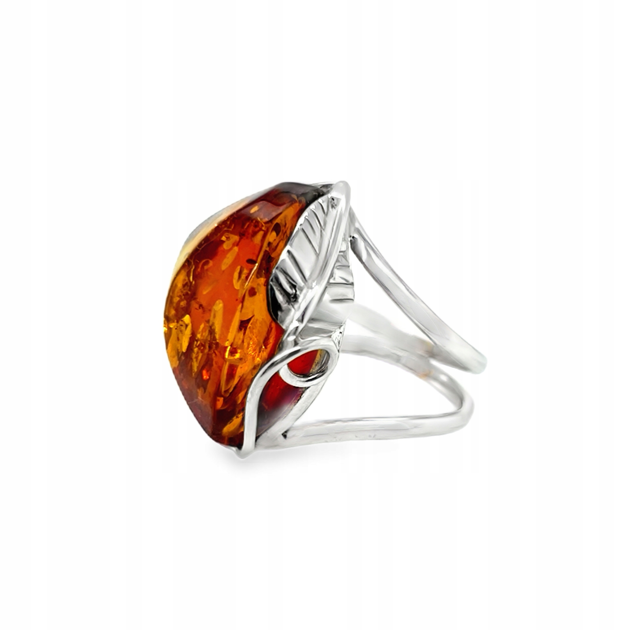 Prstýnek s jantarem, velký umělecký list, nastavitelný, Film