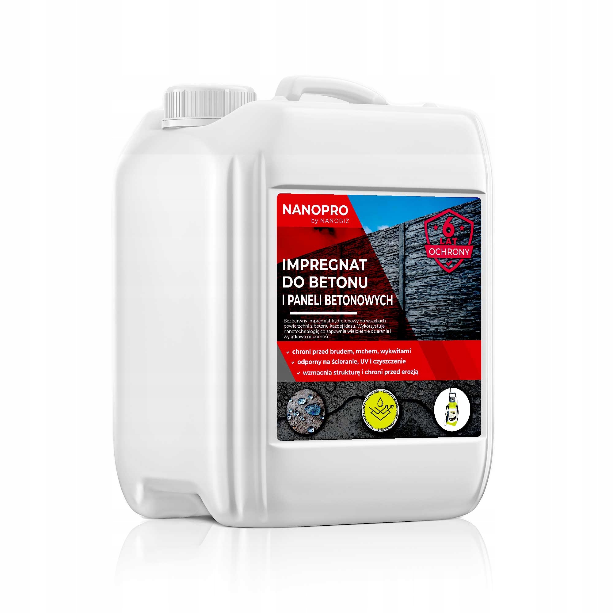 Nanopro Impregnat hydrofobowy do paneli galanterii betonowej betonu 5L=35m2