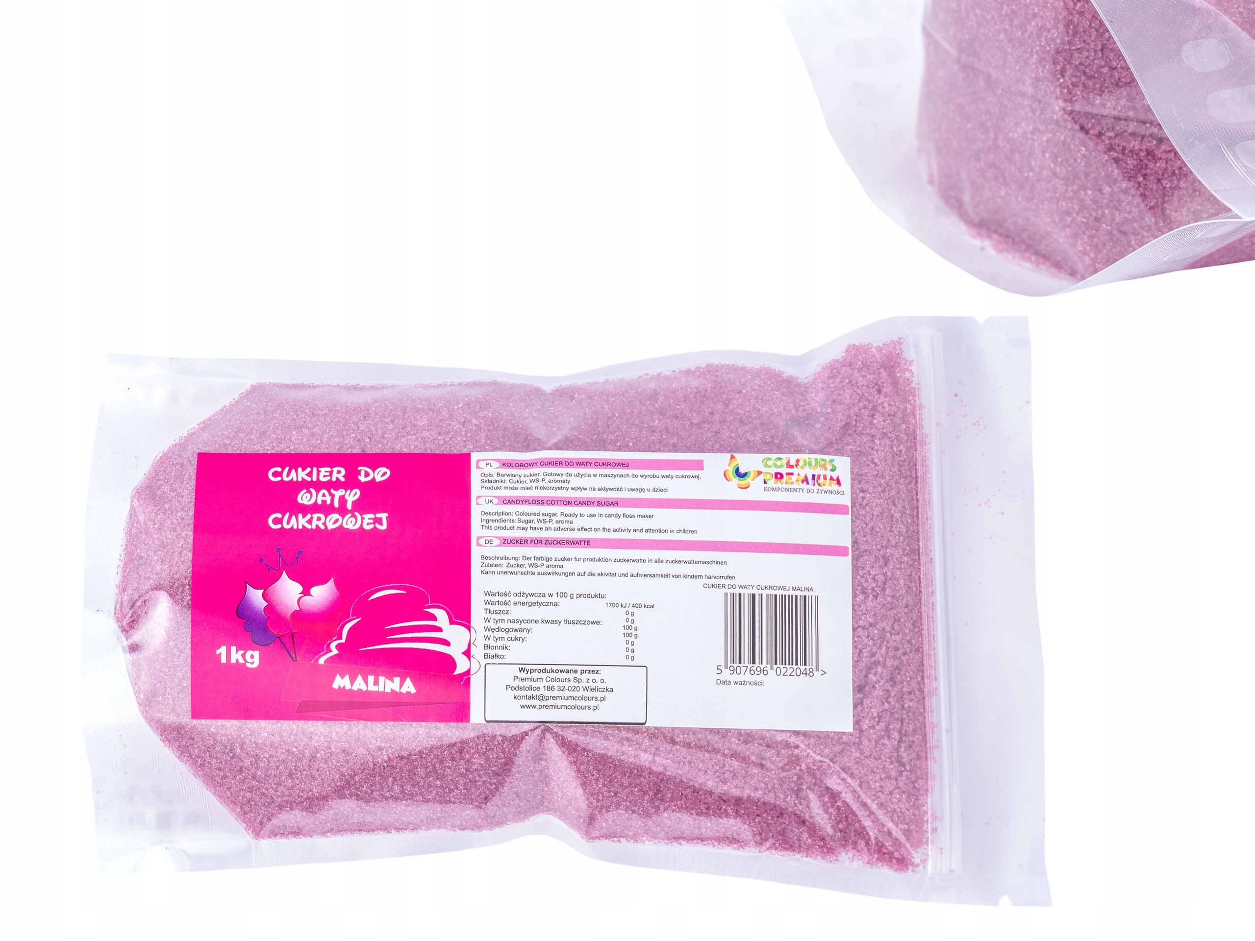 2 X Barevný Cukr Do Vaty Na Dorty A Dezerty Malina Sklenice