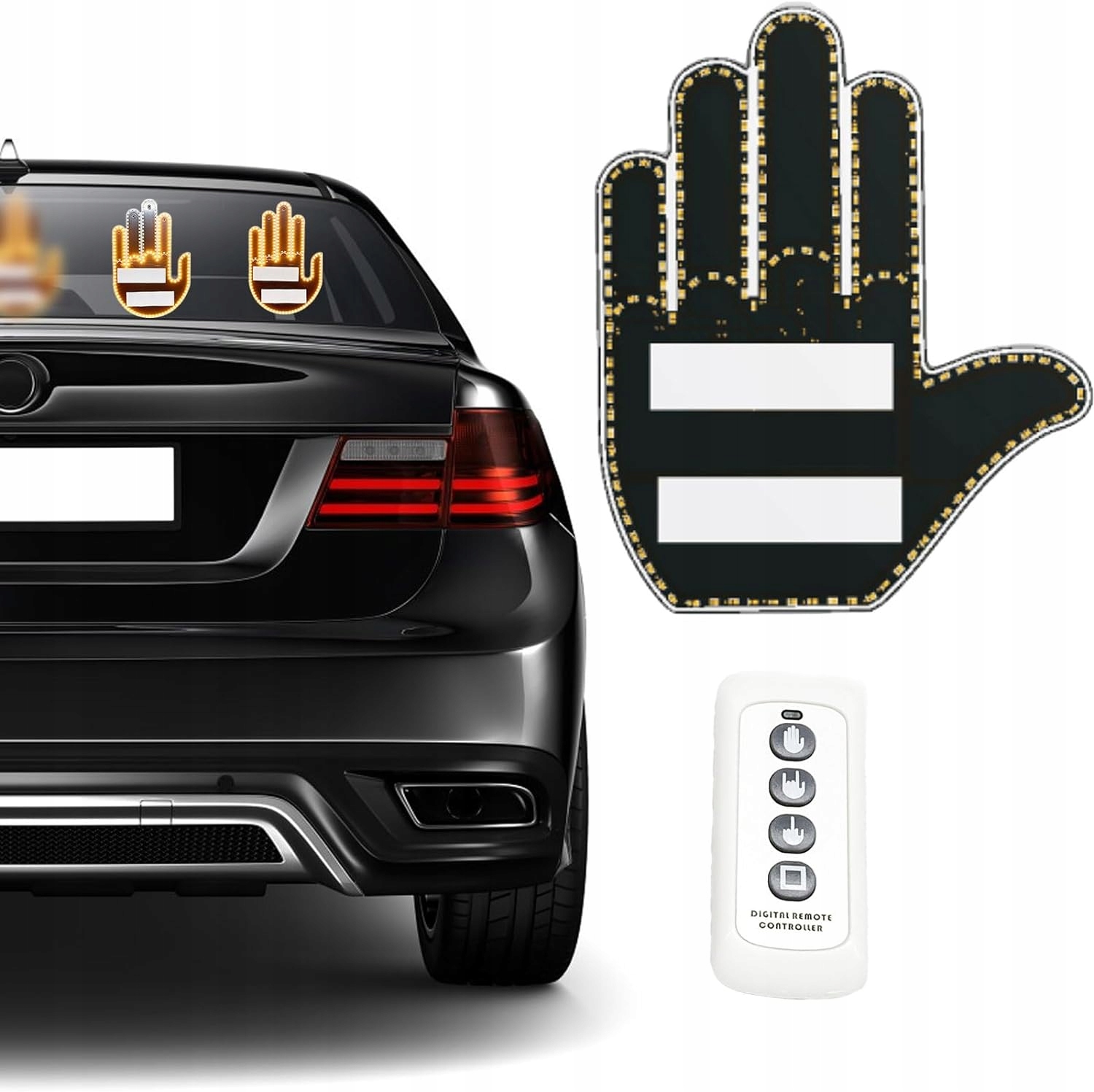 RĘKA LED NA TYLNĄ SZYBĘ SAMOCHODU SYGNALIZATOR GESTÓW ŚRODKOWY PALEC KCIUK Producent inny