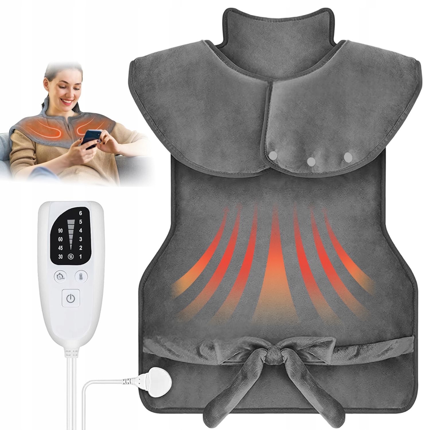 Elektryczna Poduszka Grzewcza Na Plecy Szyję I Ramiona 6 Temperatur