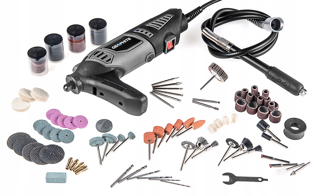 GRAPHITE MINISZLIFIERKA SZLIFIERKA WIELOFUNKCYJNA GRAWEGKA 170W + OSPRZĘT Wysokość urządzenia 10 cm