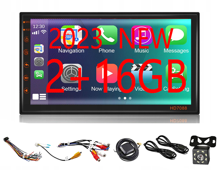 Rádio 2DIN Android 11 2 GB GPS WiFi USB 4x45W