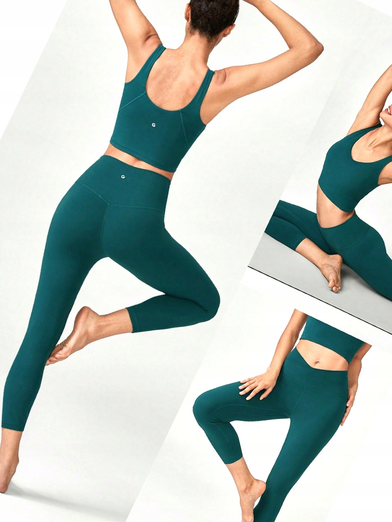 Legginsy Oddychające Treningowe Sportowe Zielone 3/4 Xs 34