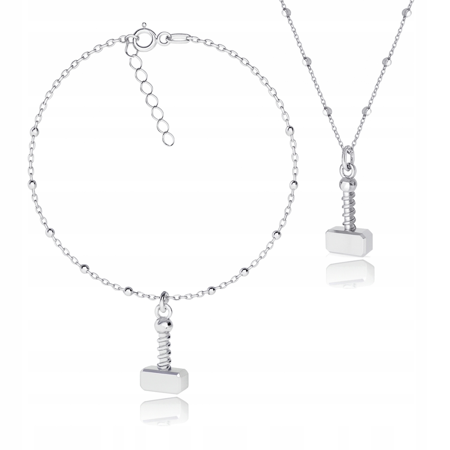 Mjolnir Kladivo Thora Wiking Stříbrný kuličkový komplet šperků stříbro 925