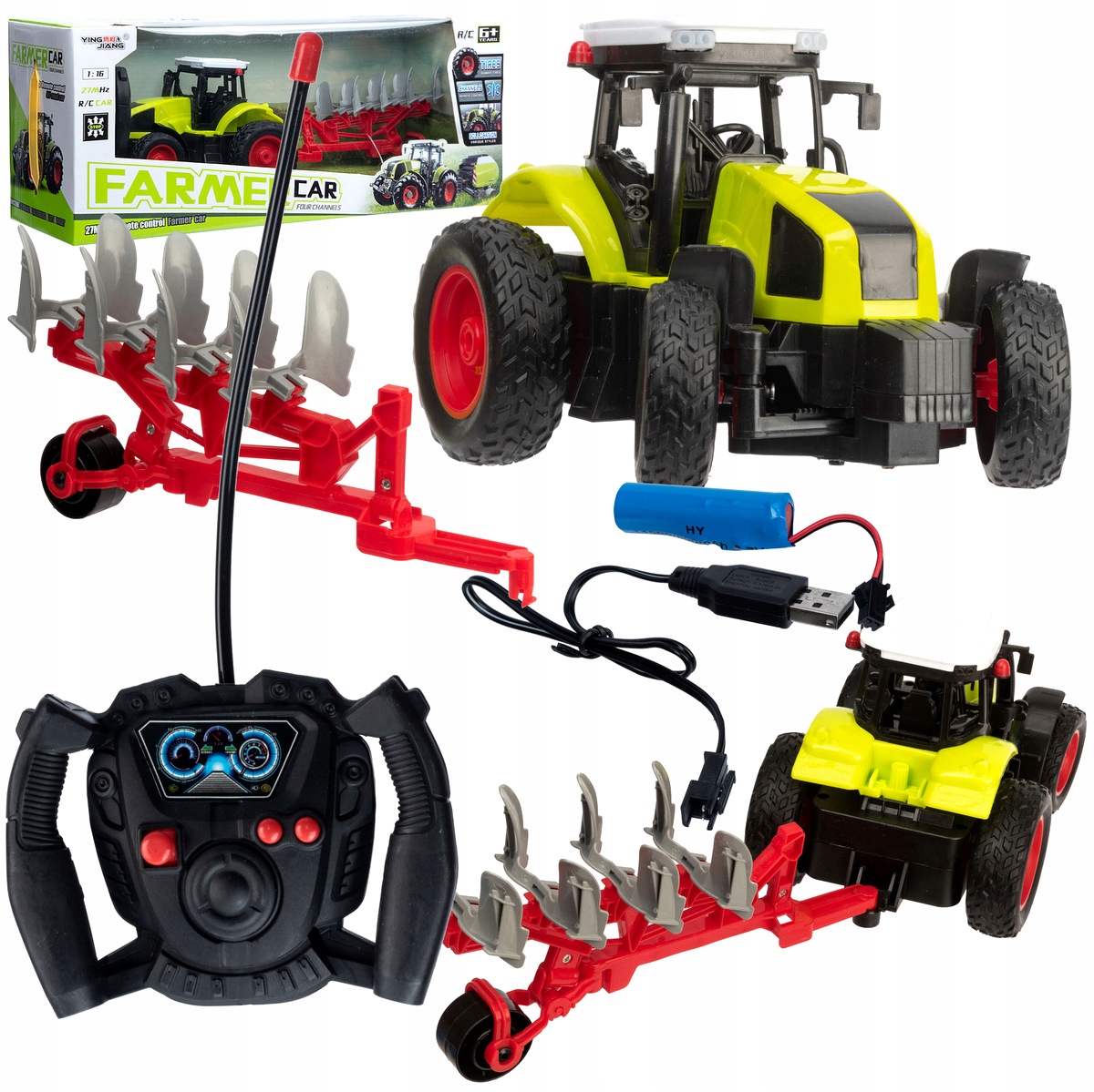 

Duży Traktor Sterowany Z Maszyną Rc Ciągnik 39cm U