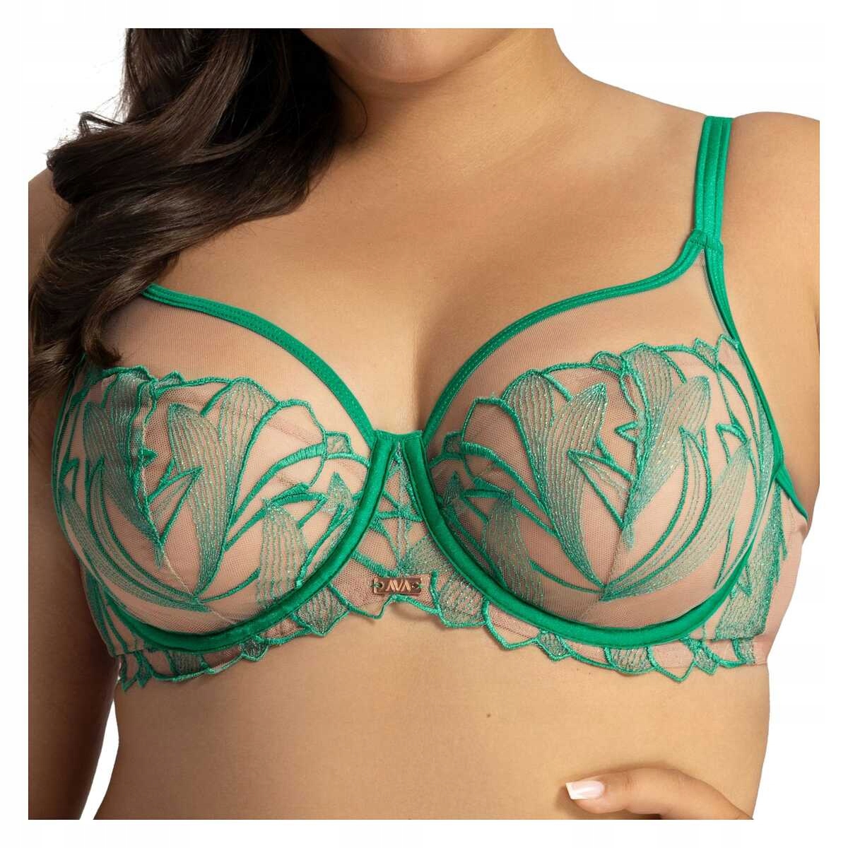 Ava Podprsenka měkká podprsenka s výšivkou tyl Moss 2161 zelená 80D
