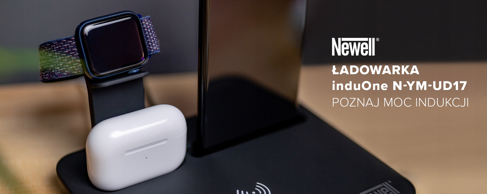Ładowarka indukcyjna Newell induOne do 4 urządzeń Prąd wyjściowy 5 mA