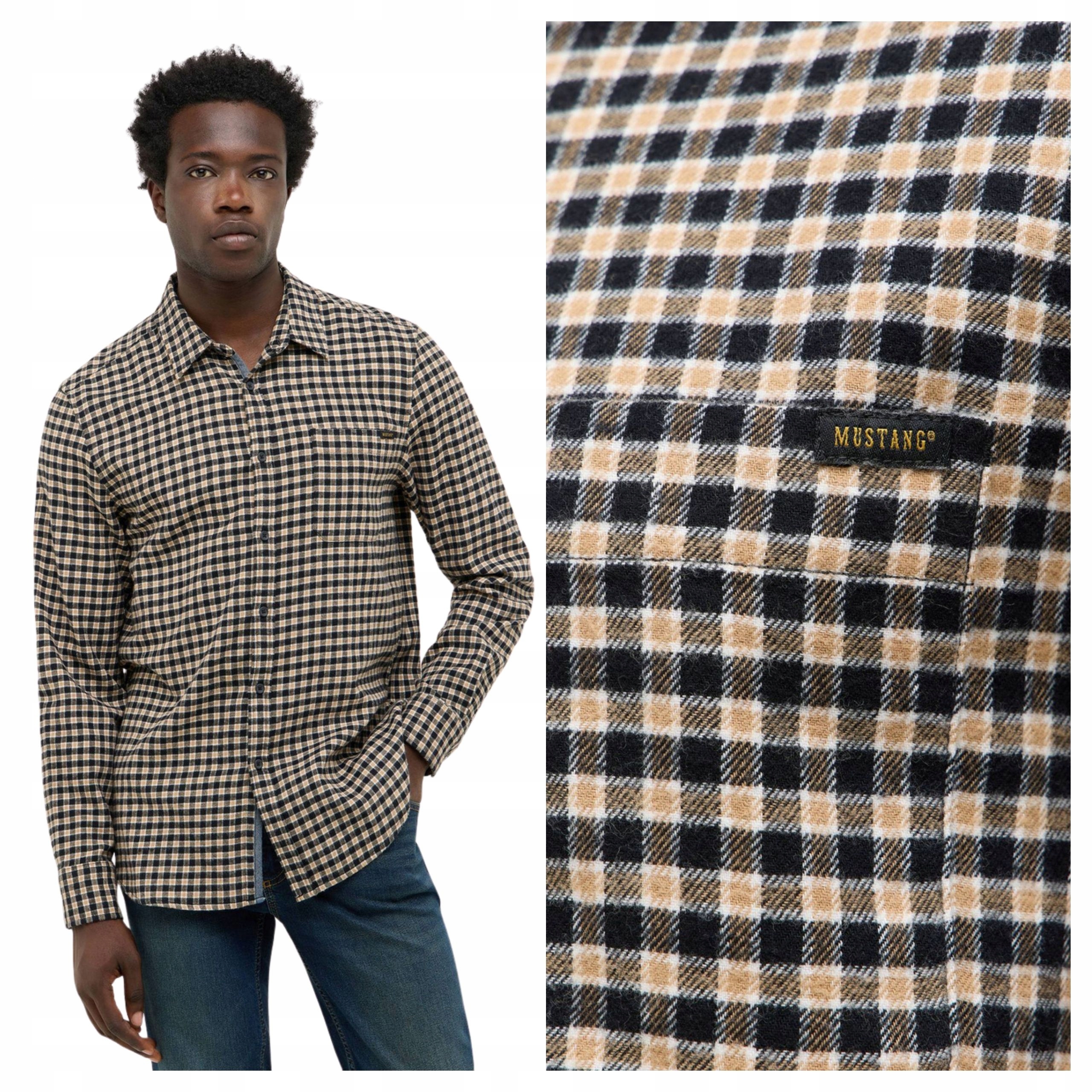 Pánská košile Mustang Eastbridge Černá Mini Check Klasická M