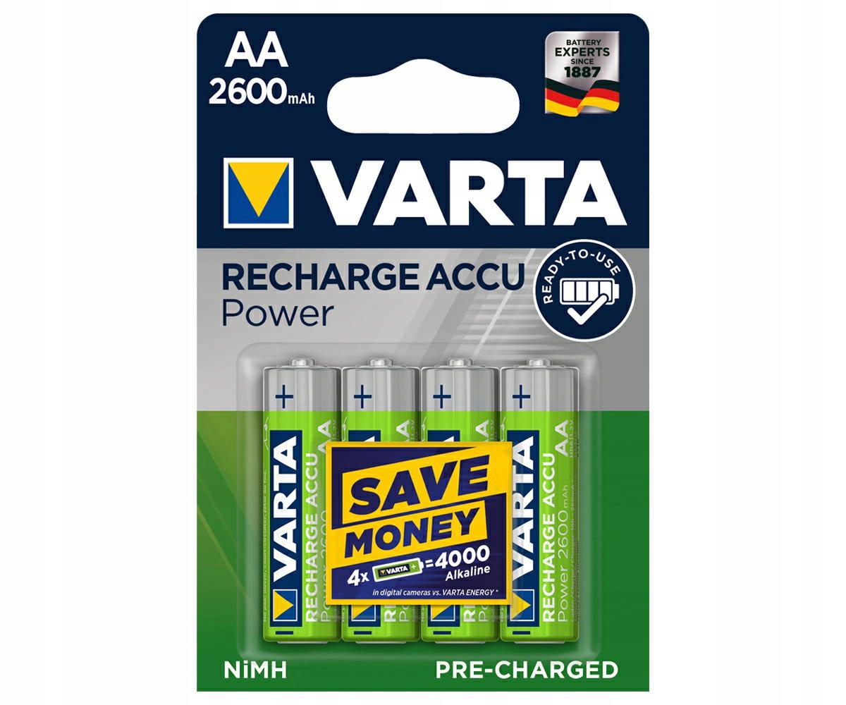 

4x Akumulator Varta R6 Aa 2600mAh NiMH 1,2V Proff