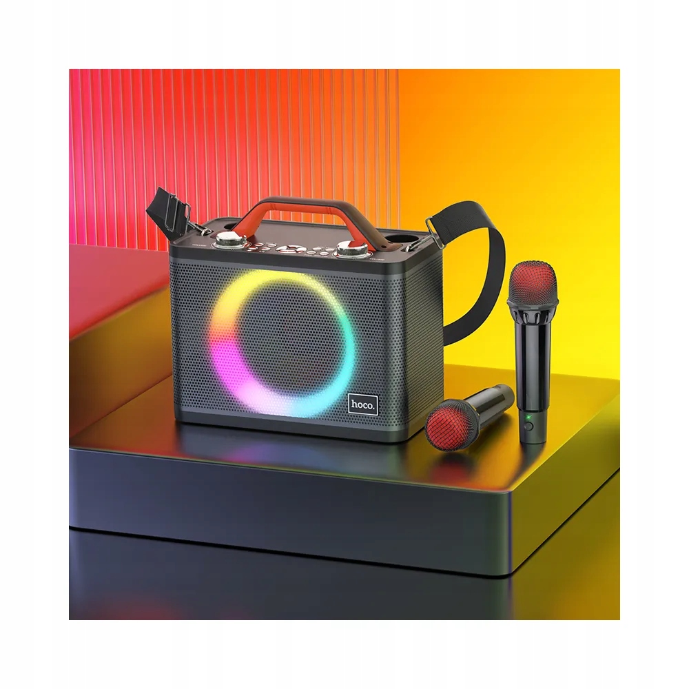 Głośnik Karaoke Bezprzewodowy + 2x mikrofon LED Model Black