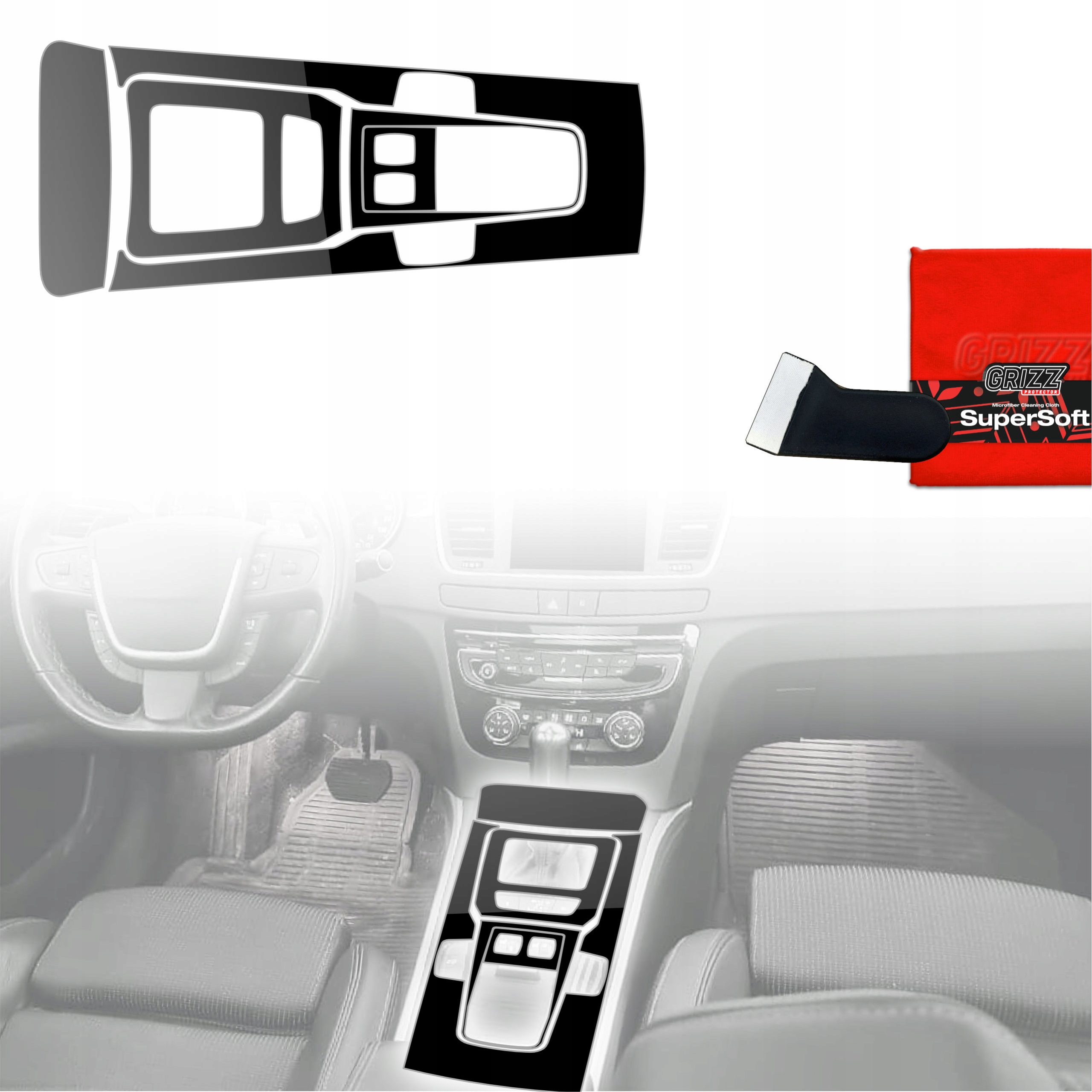 Fólie do interiéru Peugeot 508 Automat (2010-2018) 5v1 Černá Lesklá