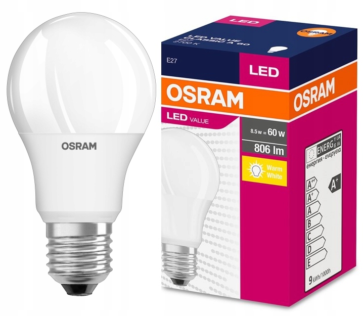 

Żarówka Led 8,5W=60W E27 Osram 2700K ciepła