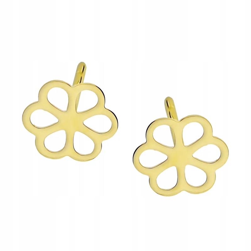 Dámské zlaté náušnice 585 s prolamovanými květinami jako dárek 0,47g