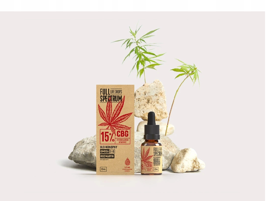 Full Spectrum olej konopny +omega 3-6 rozmaryn CBG15% 15ml