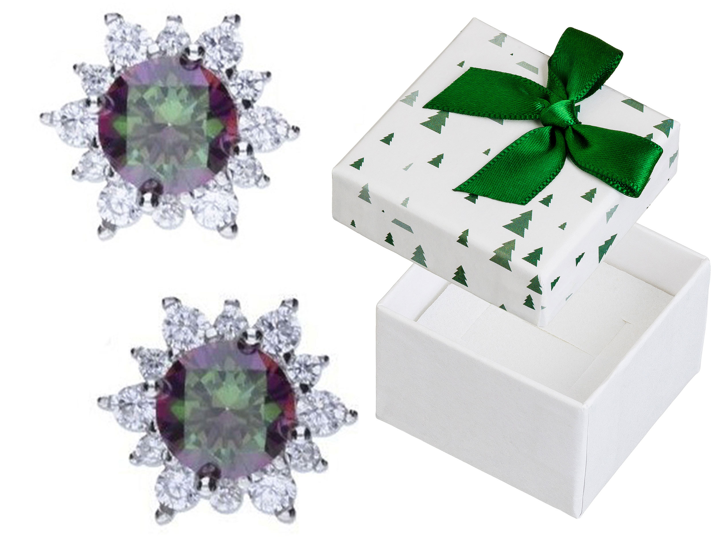 Stříbrné Náušnice Šroubky s barevnými zirkony Karmínová tyčinka Stříbro 925