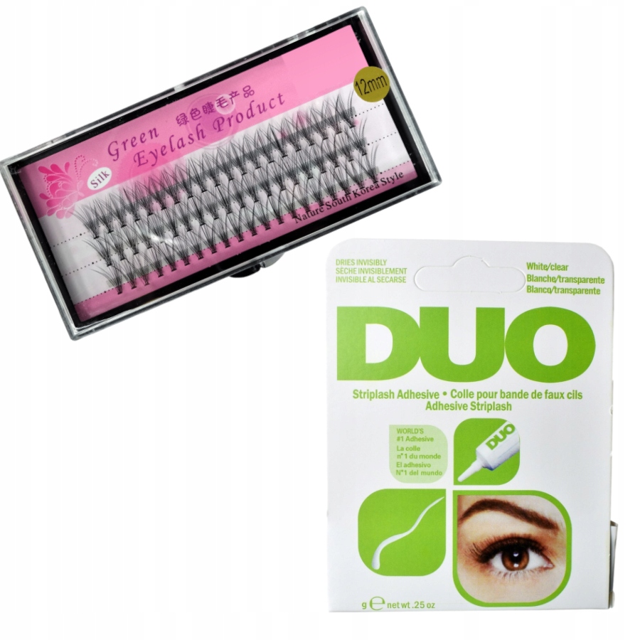 

Zestaw Rzęsy Jedwabne Kępki 12mm+ Klej Duo Clear!
