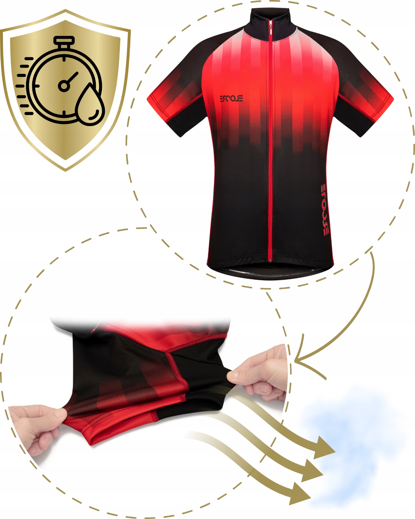 Koszulka Rowerowa Męska z Krótkim Rękawem Kolarska na Rower Termiczna XXL Rozmiar XXL