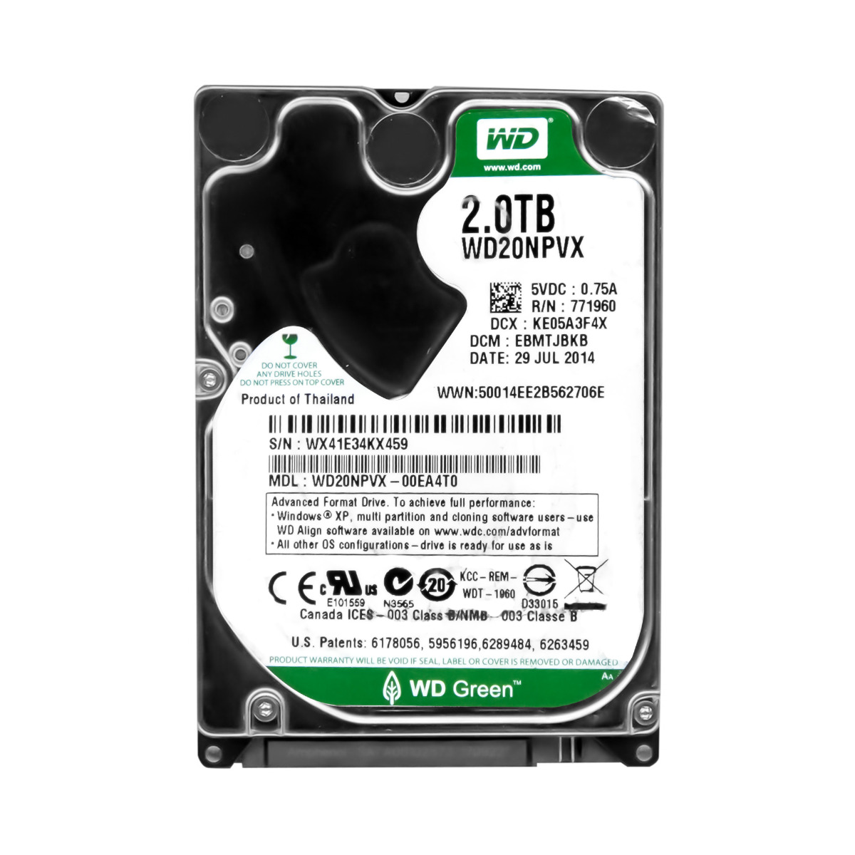 Wd Green 2TB 5.4K 8MB Sata III 2.5'' WD20NPVX