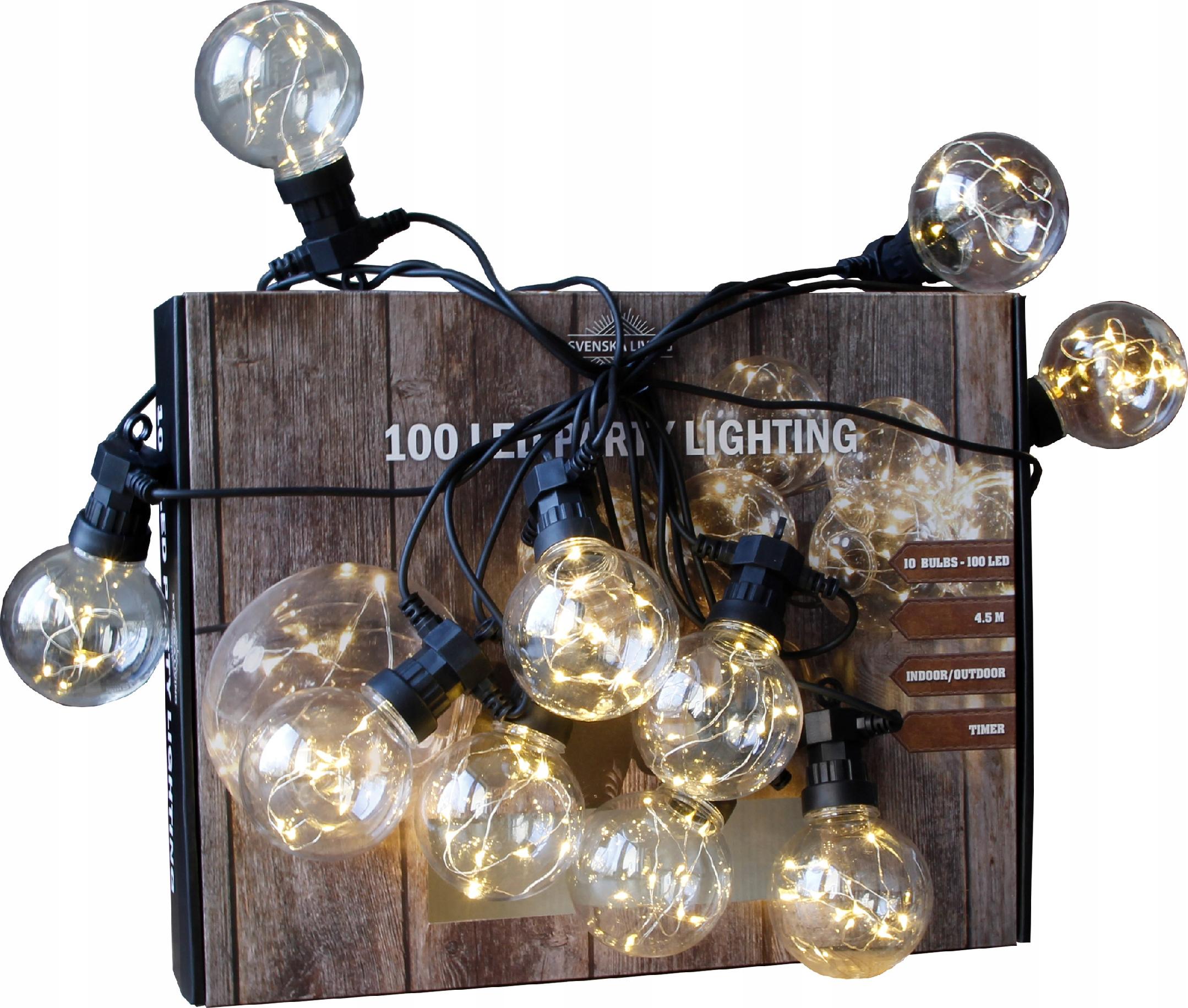 Zahradní Světelná Girlanda 7,5M 10x Led Žárovka Kuliček Na Balkon Terasa